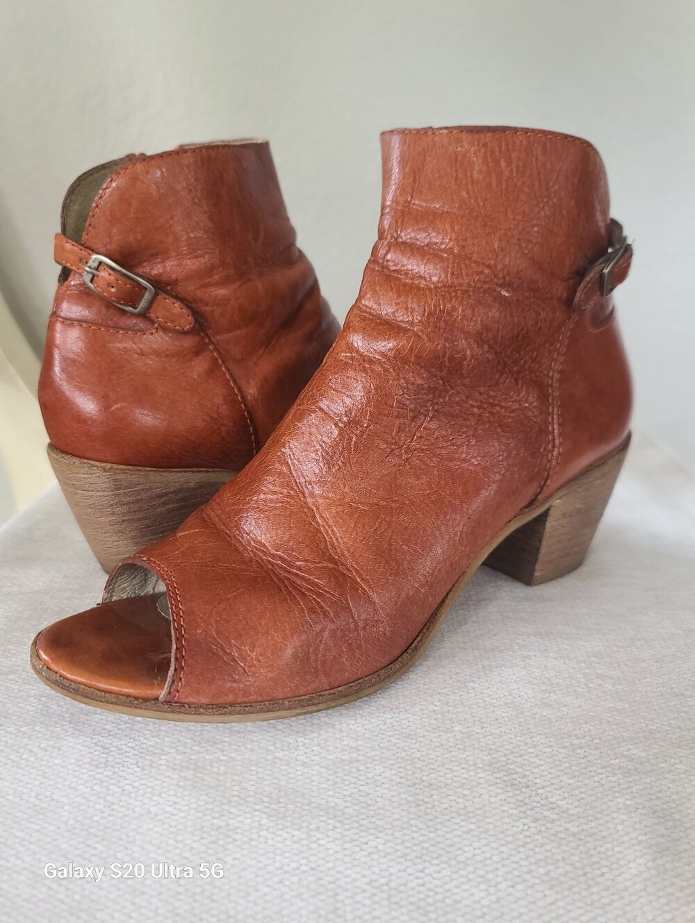 Matisse Women's Folk Leather Open-Toe Ankle Booties in Cognac Leather Size 8